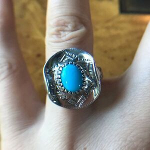 Natural Sleeping Beauty Turquoise Sterling Silver Southwestern Ring Size 8